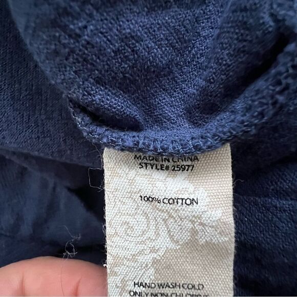 Soft Surroundings Navy Blue Pull On 100% Cotton High Rise Pants Women’s Small - Picture 8 of 12